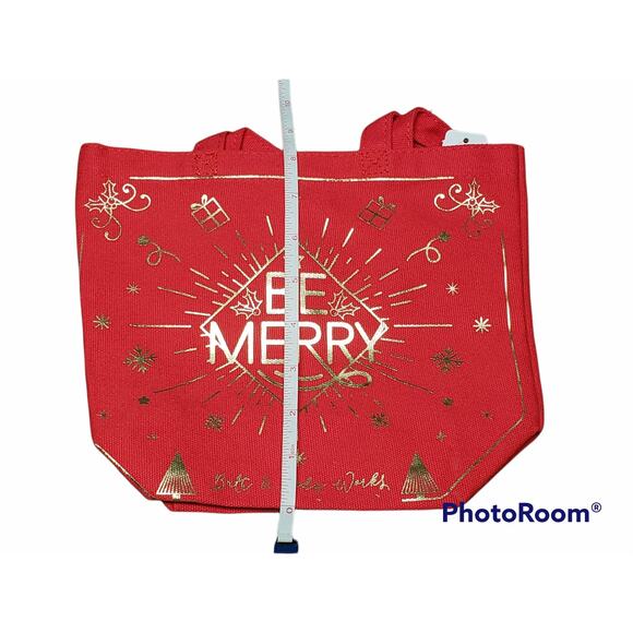 BBW Red & Gold BE MERRY CHRISTMAS Be Merry Holiday Gift Bags ☆ 2 Total - Picture 4 of 7